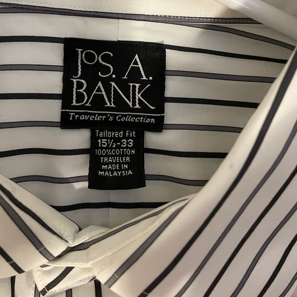 Mens Jos A. Bank Striped Black and White Shirt, size 15.5 - 33. - Picture 2 of 4